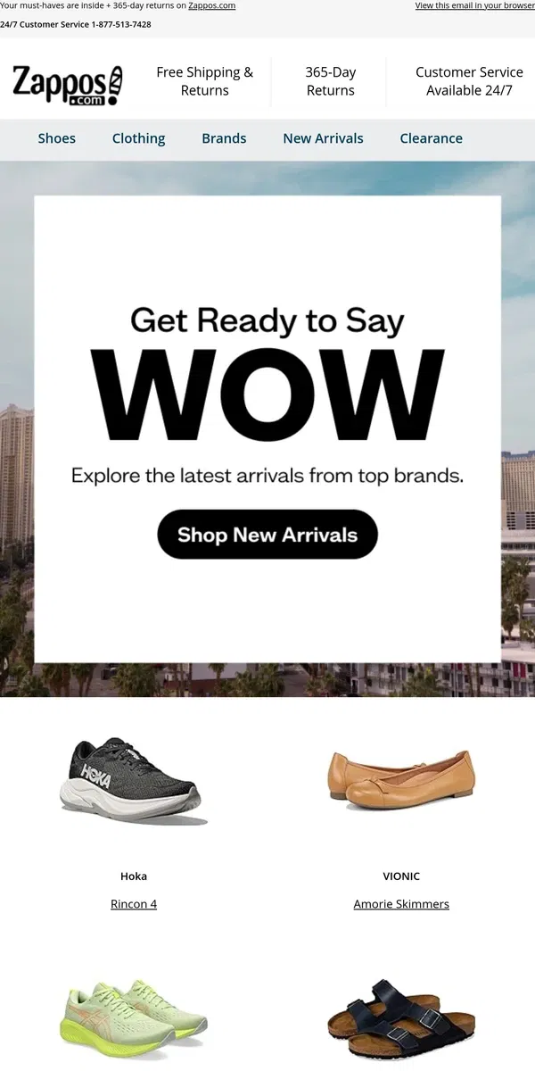 Email from Zappos. The Weekly WOW: VIONIC, Birkenstock, Free People, and more!