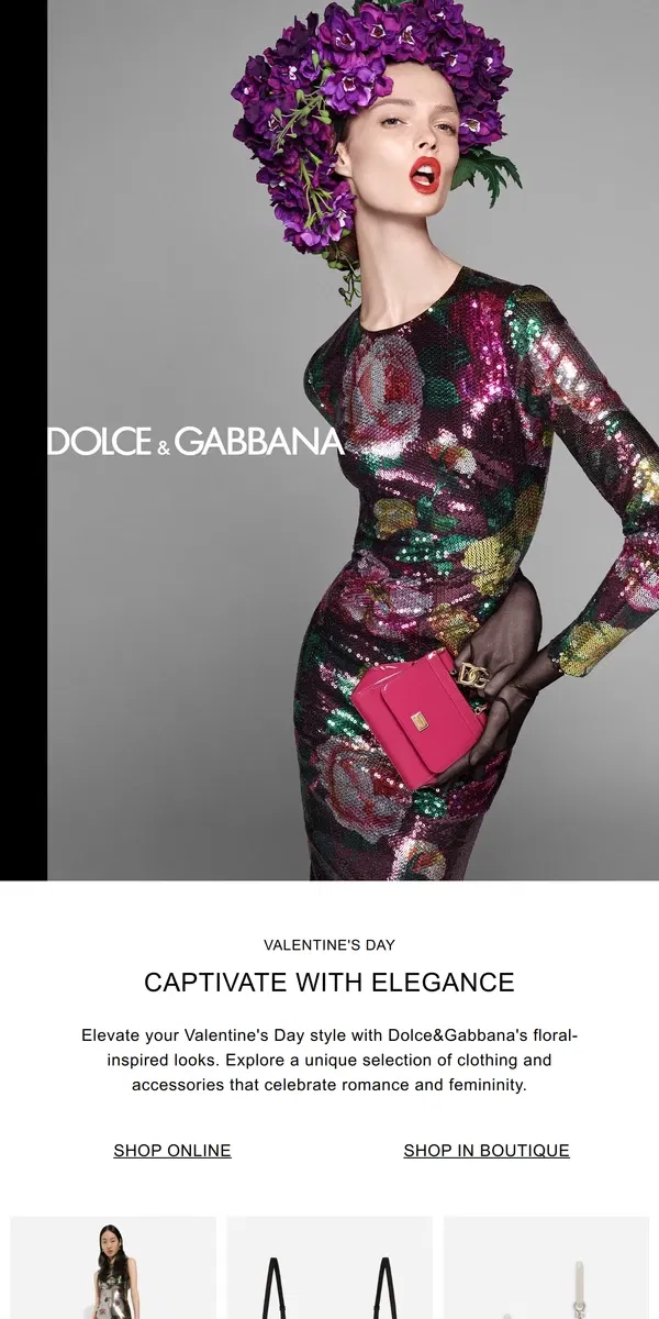 Email from Dolce & Gabbana. Style Inspirations for Valentine's Day