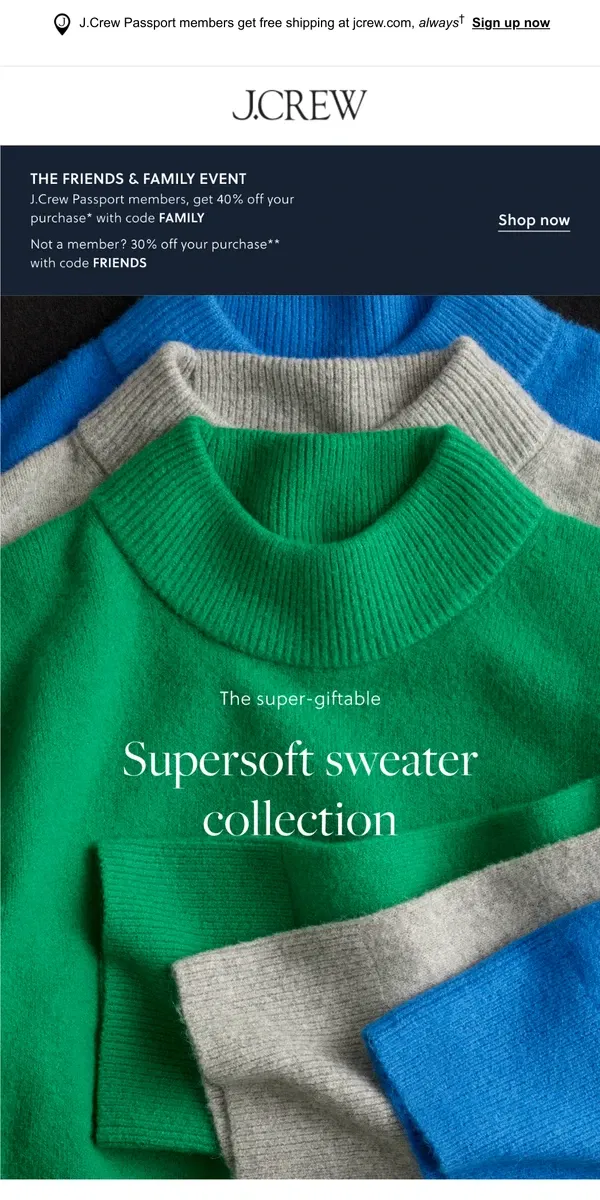 Email from J.Crew. It's Supersoft season