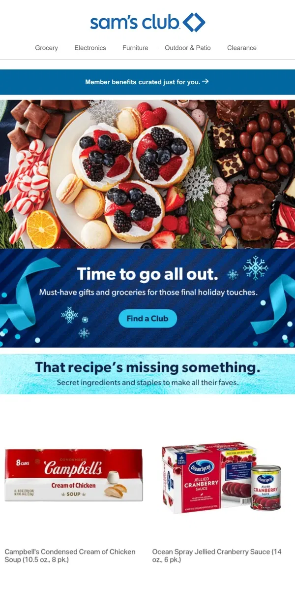 Email from Sam's Club. Everything's *almost* ready.