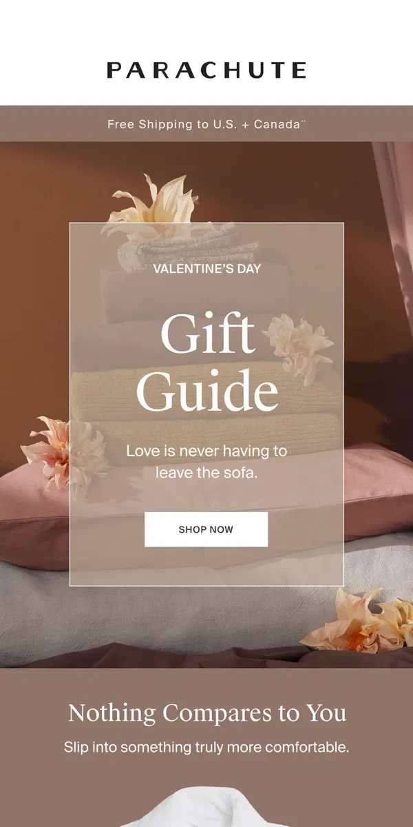 Email from Parachute Home. The Valentine’s Day Gift Guide