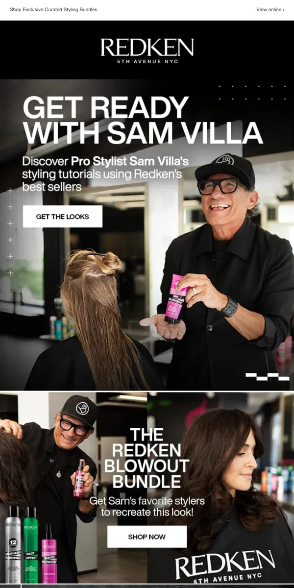 Email from Redken. Get Ready with Pro Stylist Sam Villa