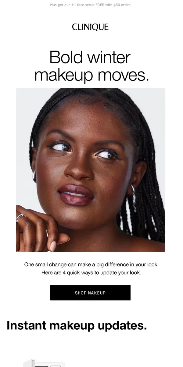 Email from Clinique. Instant winter makeup updates.