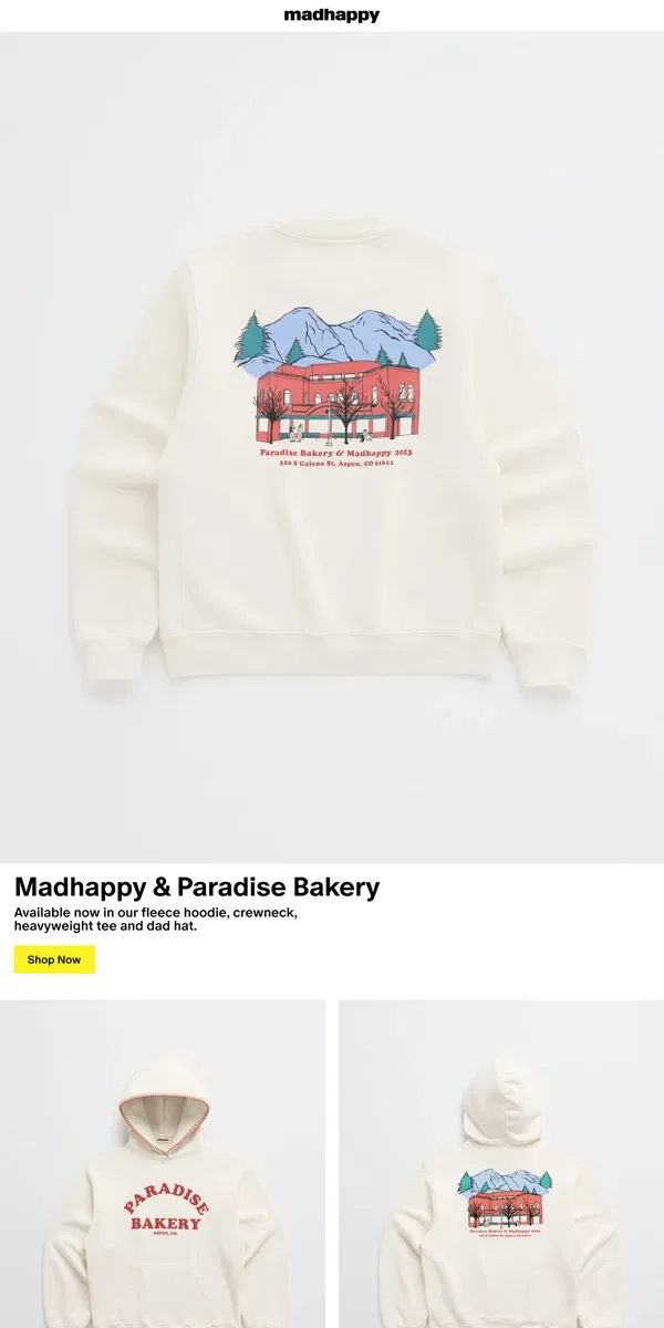 Email from Madhappy. Madhappy & Paradise Bakery