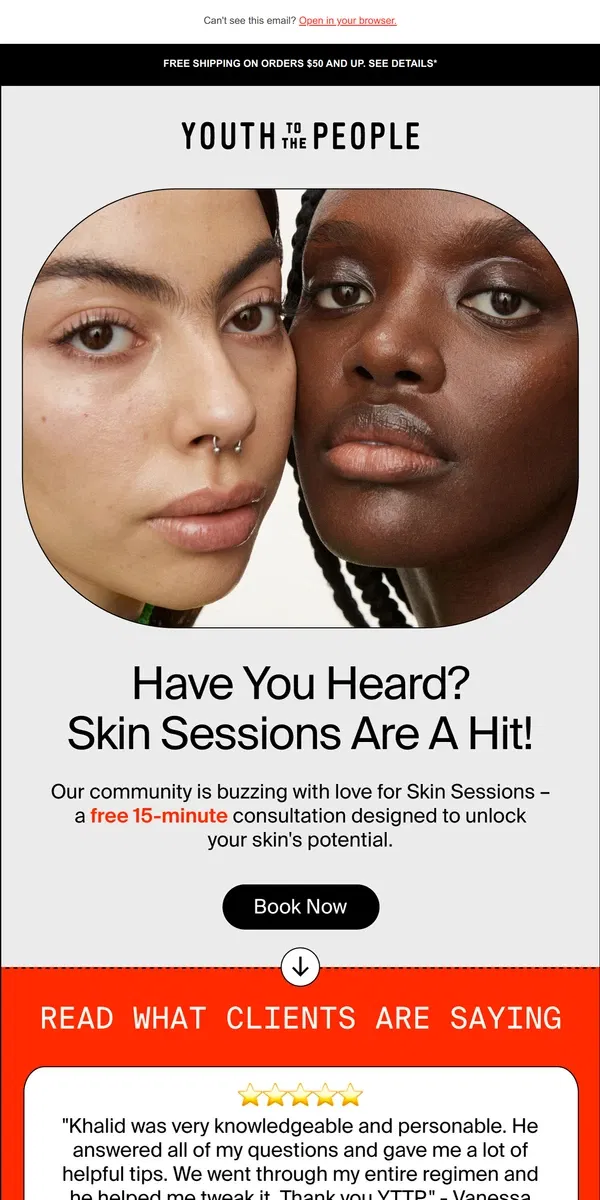 Email from Youth To The People. Free Skin Session Inside!