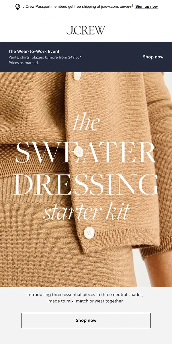 Email from J.Crew. The sweater-dressing starter kit