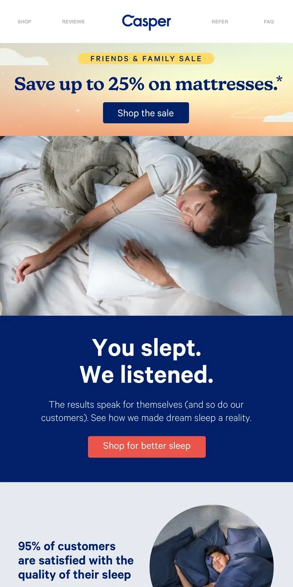 Email from Casper. Better Sleep? 95% Say Yes!