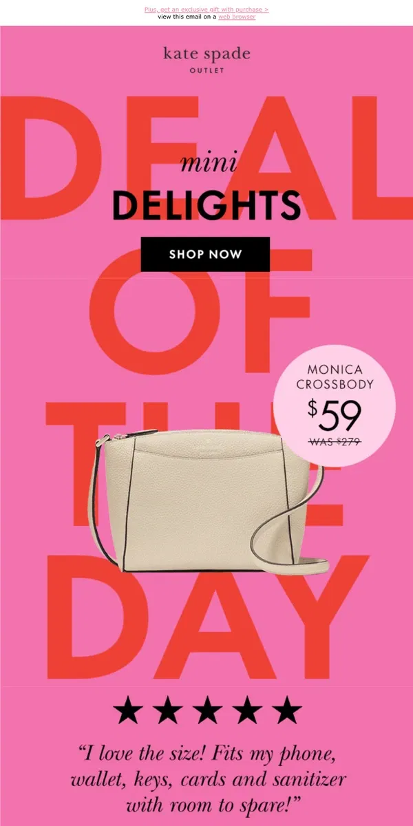 Email from Kate Spade. This best-selling crossbody is now $59!