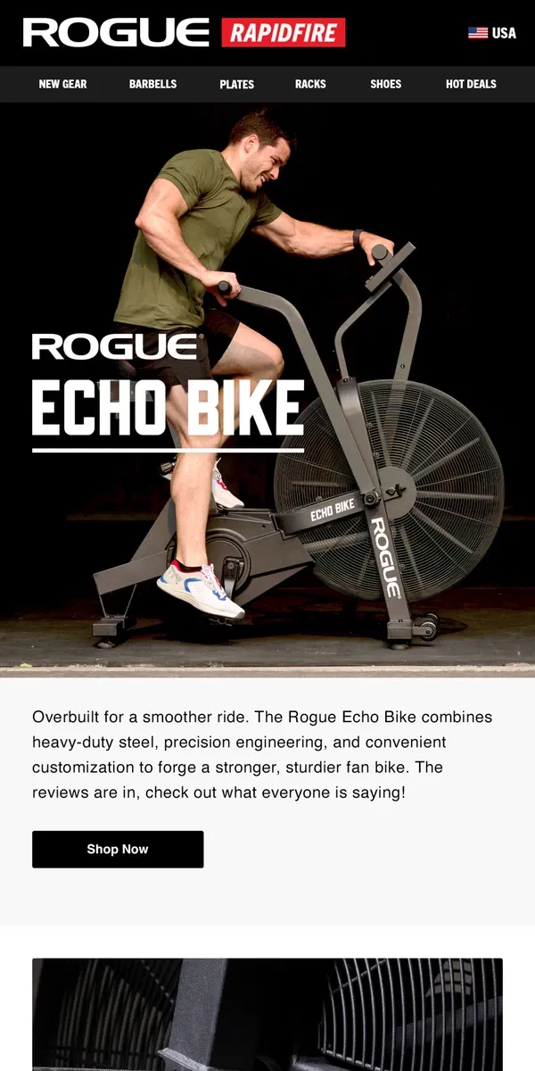 Email from Rogue Fitness. Rogue Echo Bike