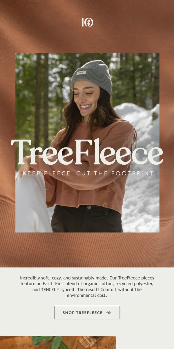 Email from tentree. Lighter Footprint Fleece