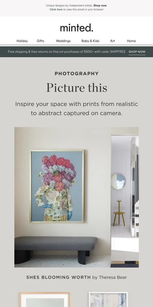 Email from Minted. Find photography you connect with