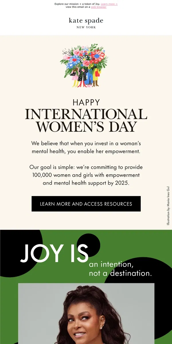 Email from Kate Spade. Here's how we celebrate International Women's Day