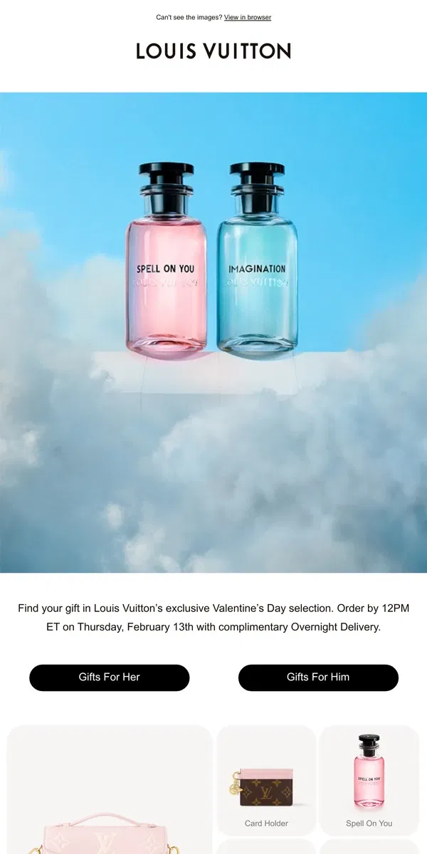 Email from Louis Vuitton. Just In Time: The Perfect Gift