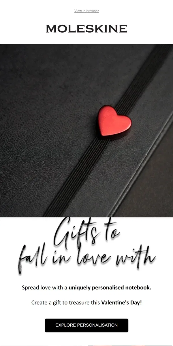 Email from Moleskine. This Valentine's Day gift Moleskine❤️