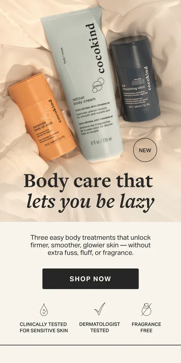 Email from cocokind. NEW! Body Care Collection