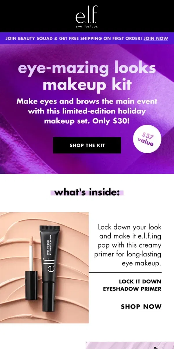 Email from e.l.f.. ✨ Grab this 5-piece kit to get your eyes sparkling 👁️