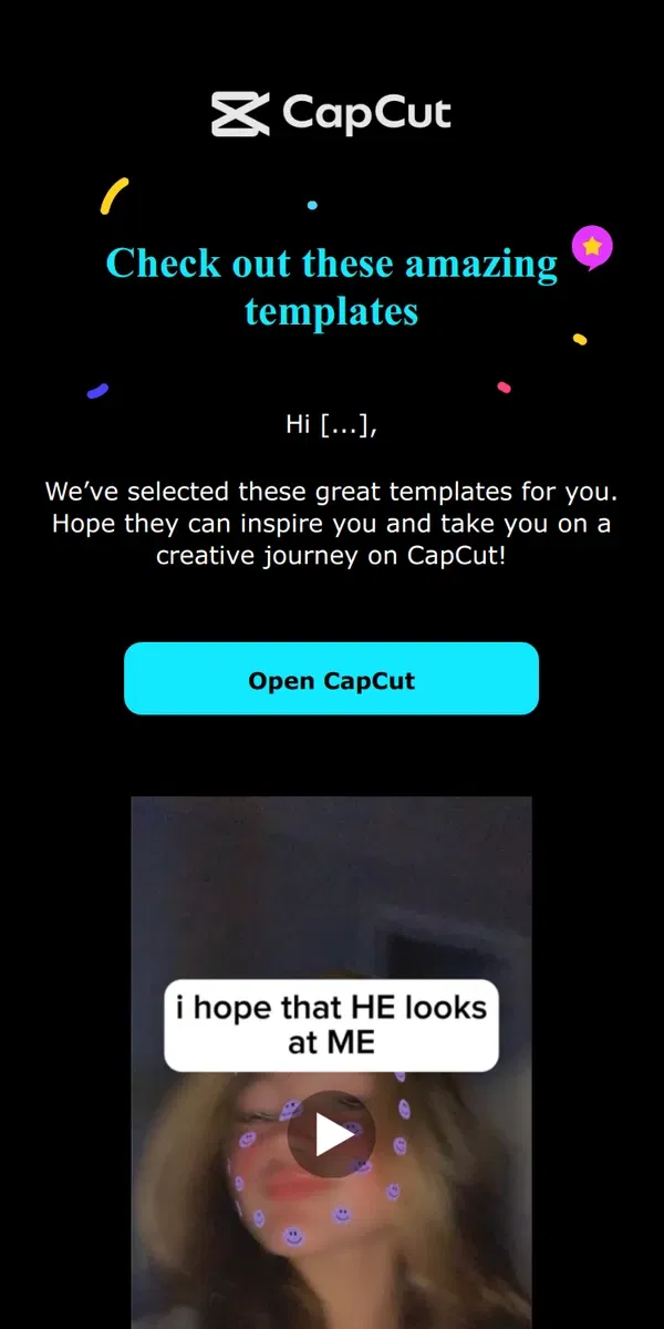 Email from CapCut. Your own creative studio at CapCut