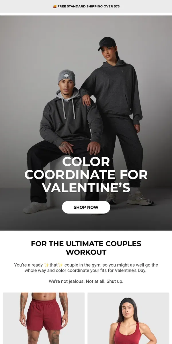 Email from Gymshark. Color coordinate for Valentine’s 💕