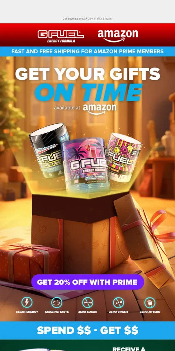 Email from G FUEL. Grab Your Last-Minute Gifts 🎄🎁