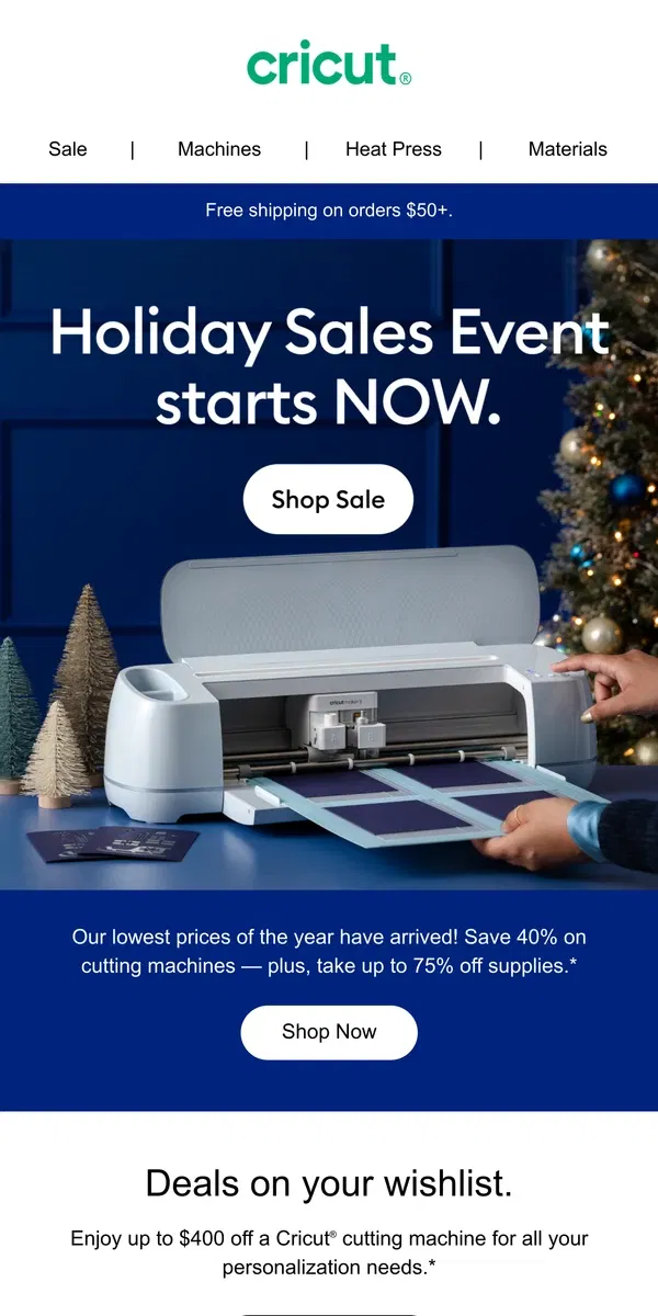 Email from Cricut. , Holiday Deals Are Here! 🎄