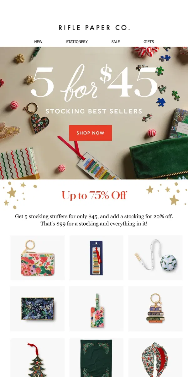 Email from Rifle Paper Co.. Fill Their Stocking for $45