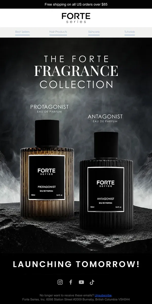 Email from Forte Series. The Forte Fragrances: Launching Tomorrow!