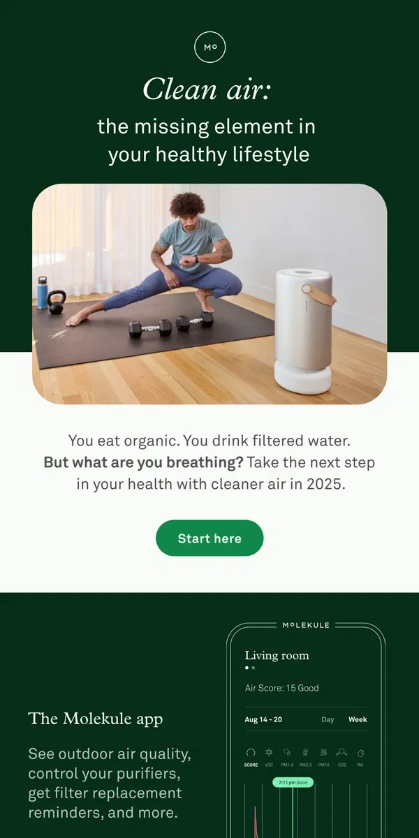 Email from Molekule. Your best self starts with better air. ☺️