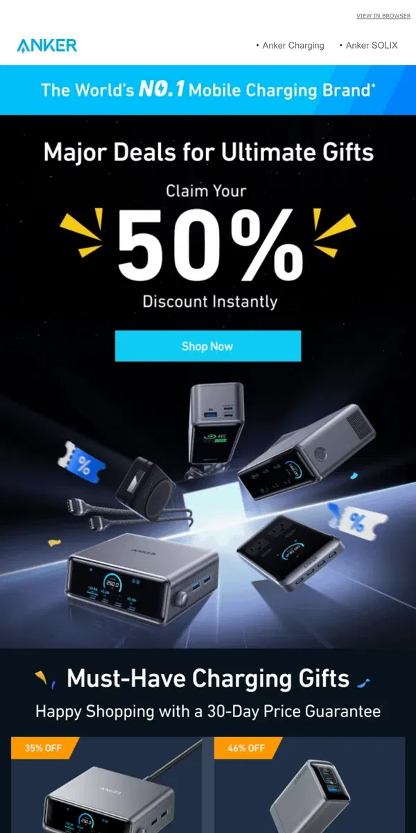 Email from Anker. 🖤 Anker Black Friday Sale | Electrifying Deals Up to 50%