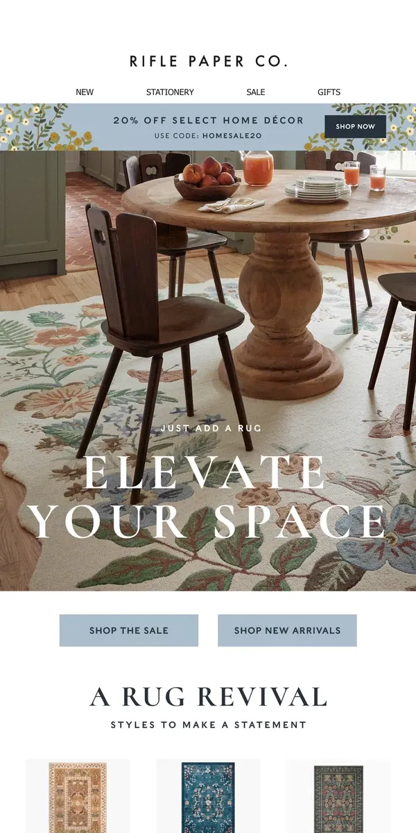 Email from Rifle Paper Co.. 20% off Select Wallpaper and Rugs