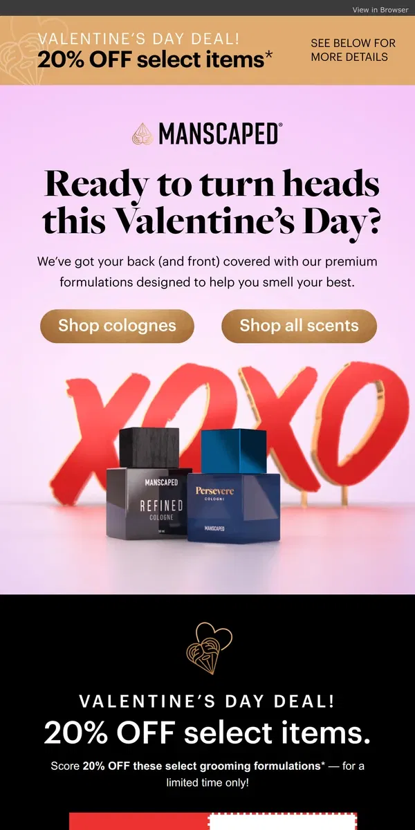 Email from MANSCAPED. Your formulas for date night success