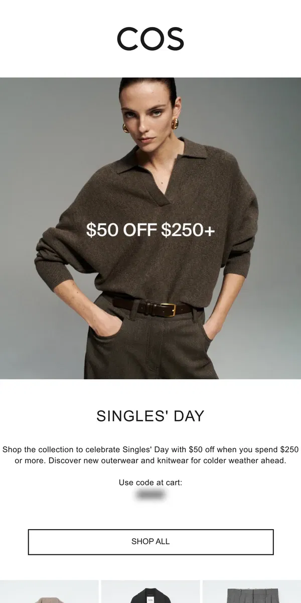 Email from COS. $50 off $250+