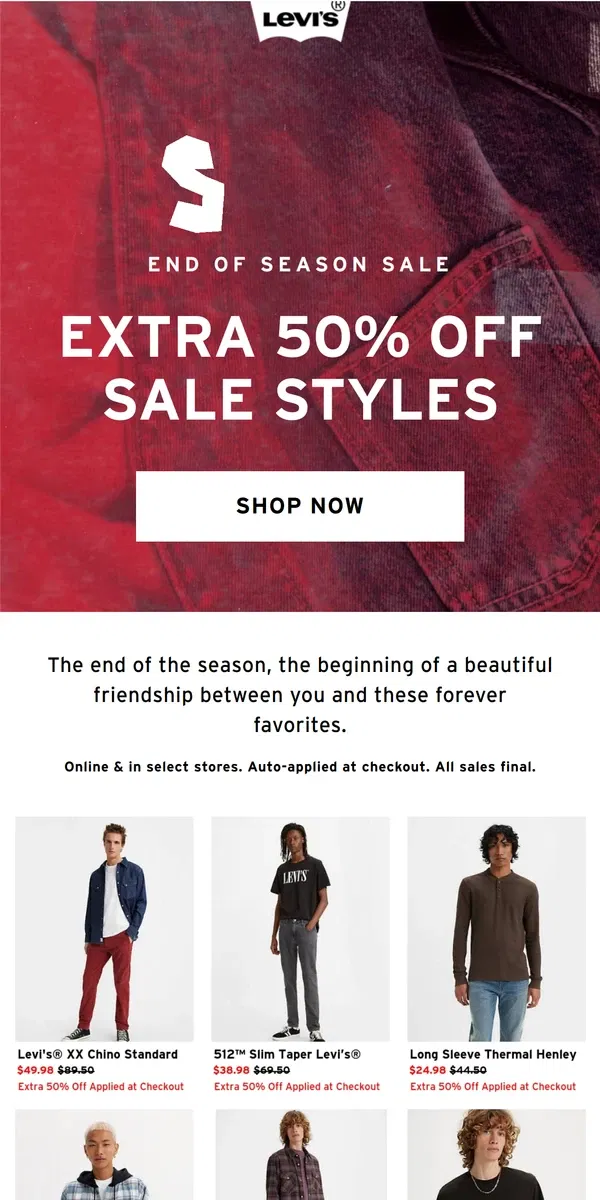 Email from Levi's. Get ‘em while they last