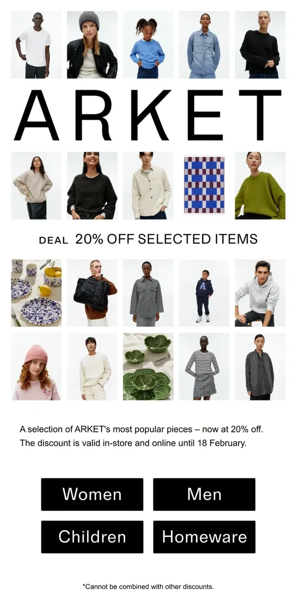 Email from ARKET. 20% off selected items