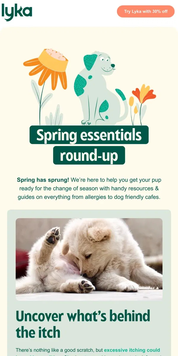 Email from Lyka. 🌼 Spring has sprung! Get your pup ready for the season