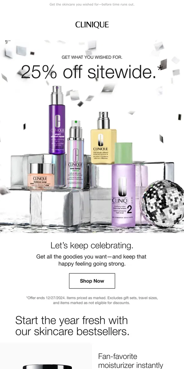 Email from Clinique. ⏰ FINAL HOURS: 25% off sitewide. ⏰