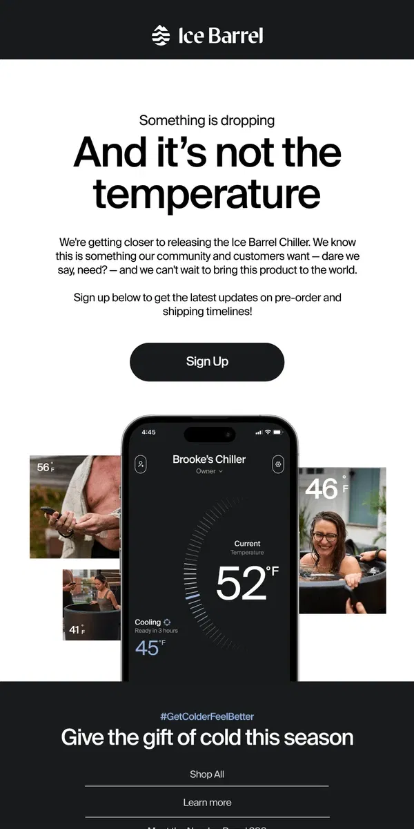 Email from Ice Barrel. Something is dropping 👀