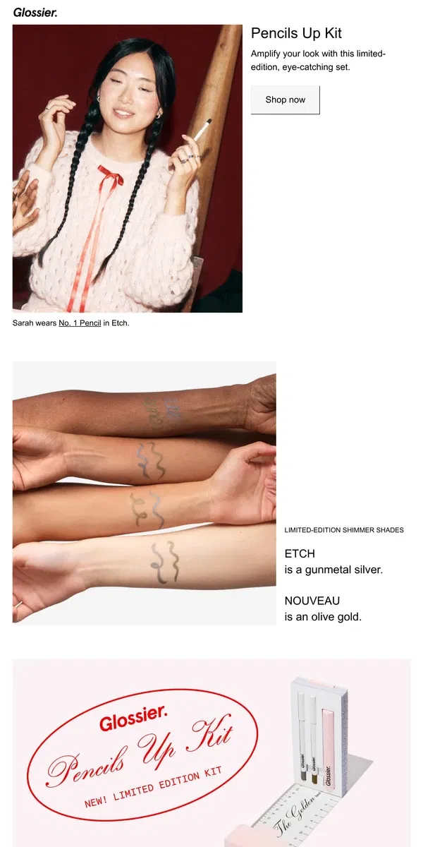 Email from Glossier. Holiday looks