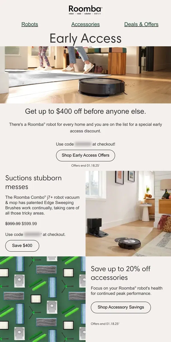 Email from iRobot. Shhh: Offers just for you inside.