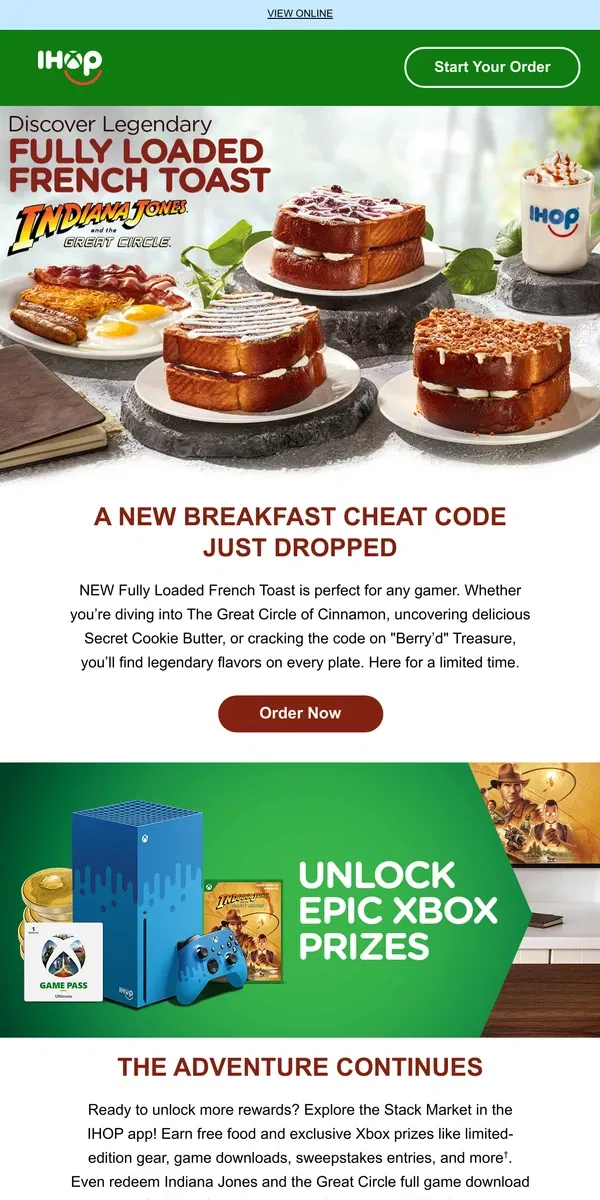 Email from IHOP. 🎮  Level Up with NEW Fully Loaded French Toast