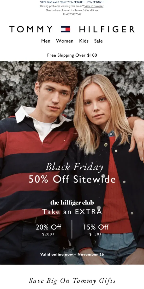 Email from Tommy Hilfiger. Beat the rush, get gifting now! | 50% OFF SITEWIDE