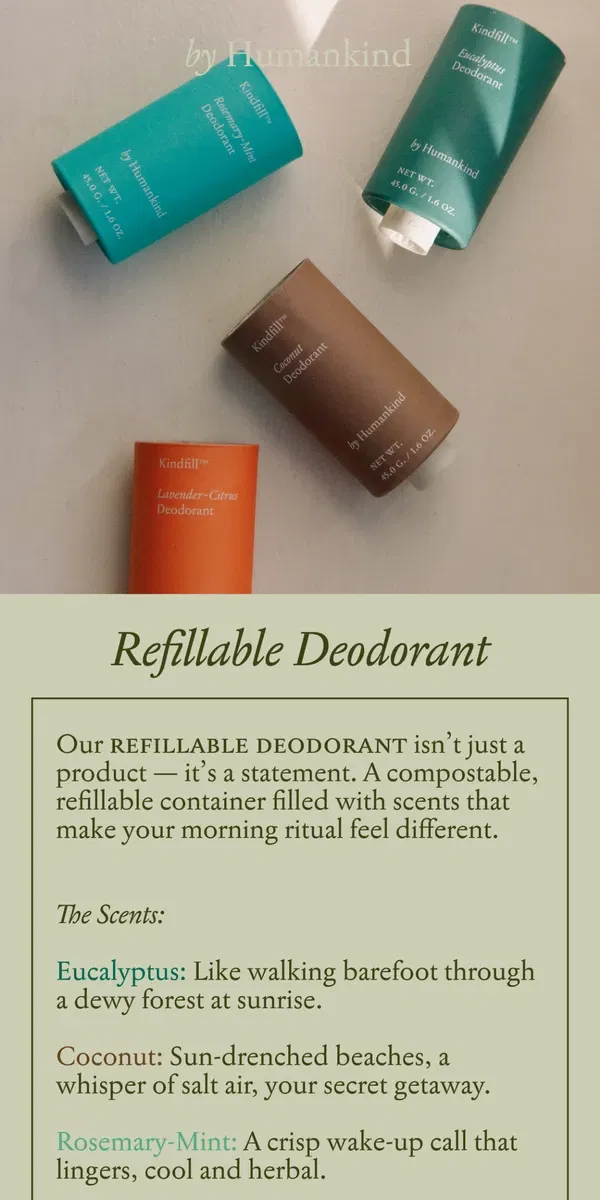 Email from by Humankind. Feel great, smell even better –