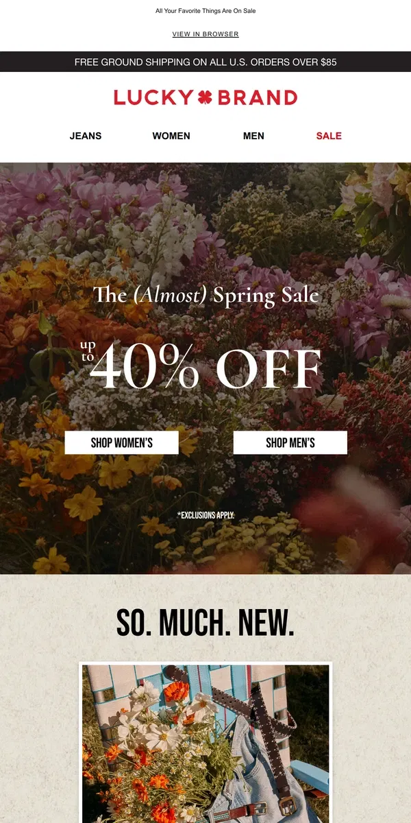 Email from Lucky Brand. Up To 40% Off Is Going On Now