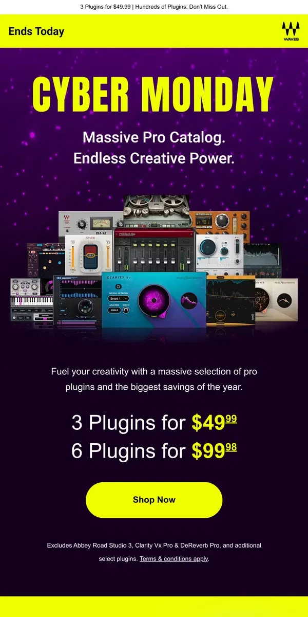 Email from Waves Audio. Final Hours! 📣 Cyber Monday Sale