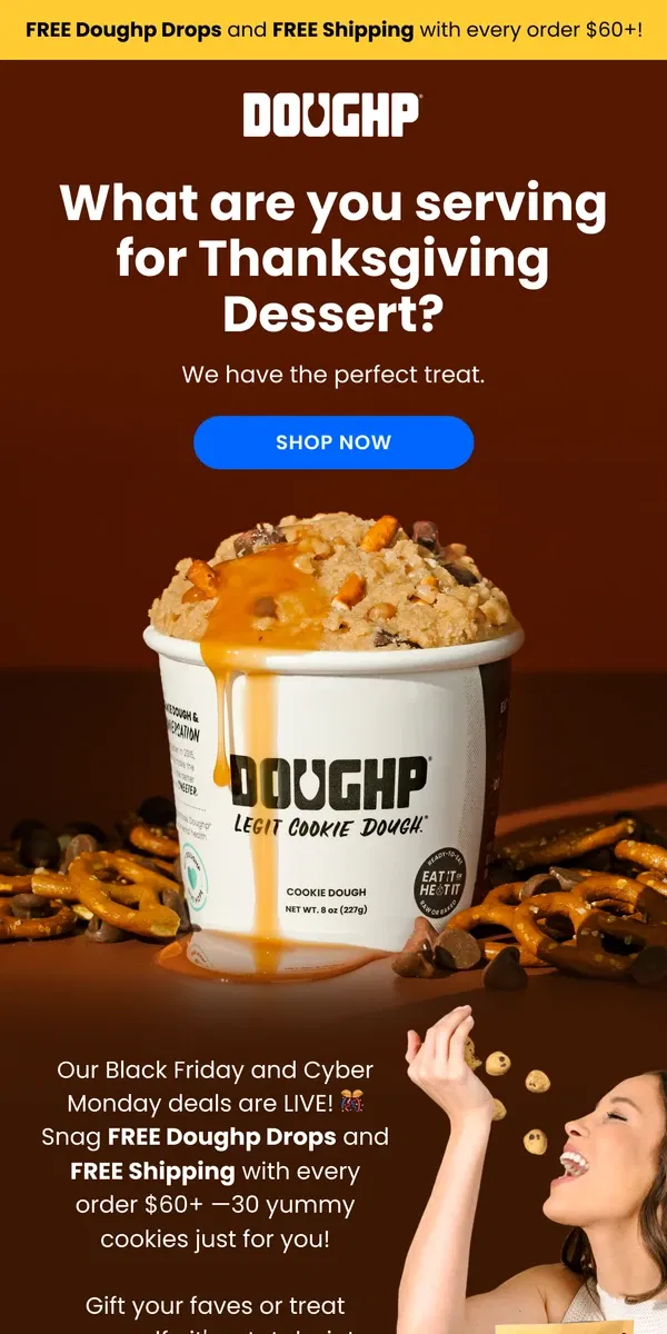 Email from Doughp. FREE Shipping & FREE Cookies?! 🤯