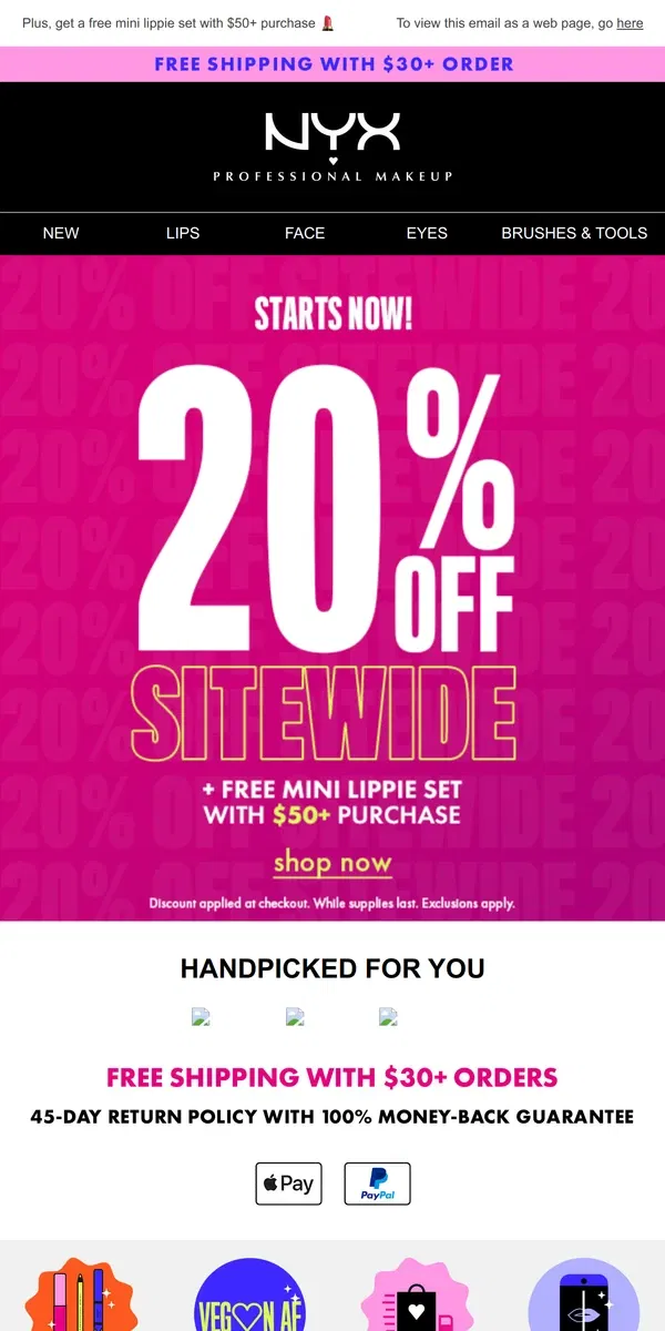 Email from NYX Professional Makeup. Want 20% off sitewide?