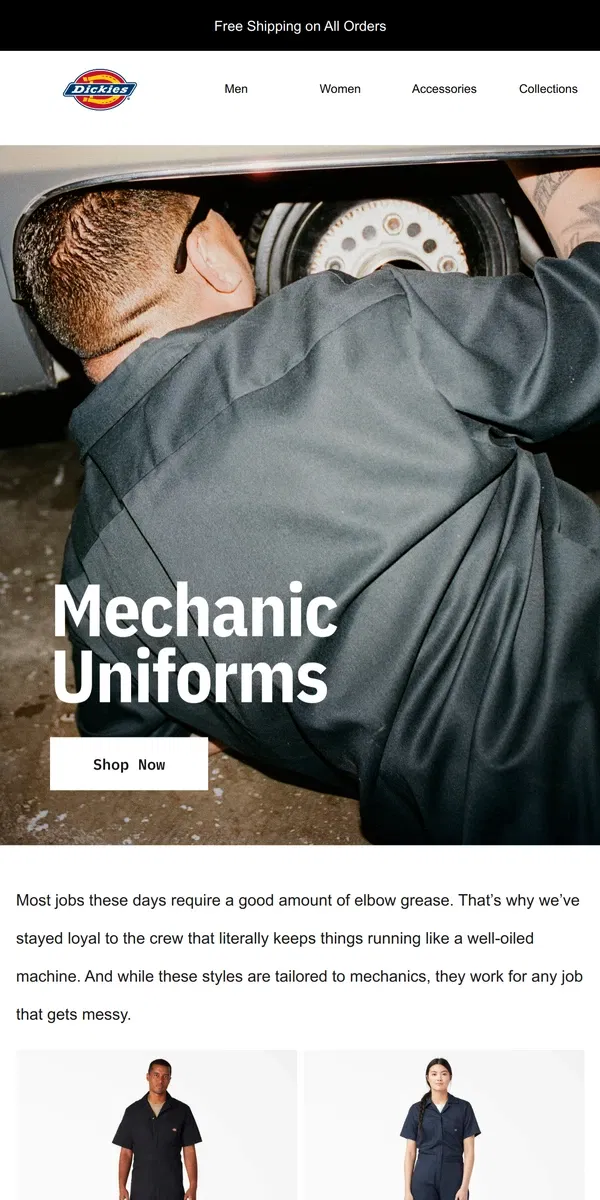 Email from Dickies. Mechanics, We’ve Got Your Top Picks