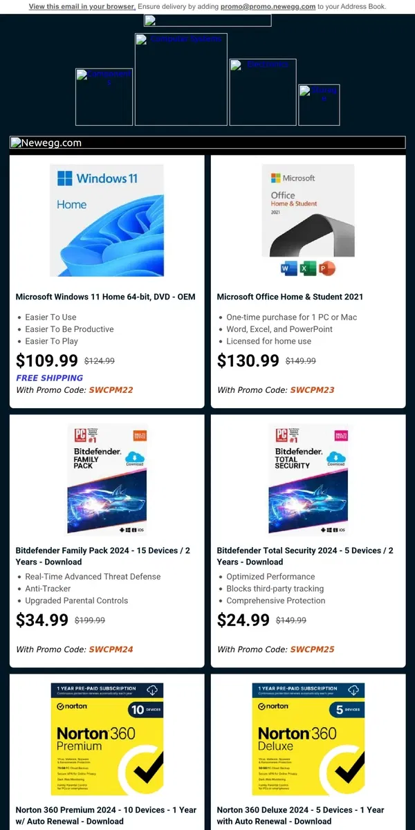 Email from Newegg. Up to 80% off software now!