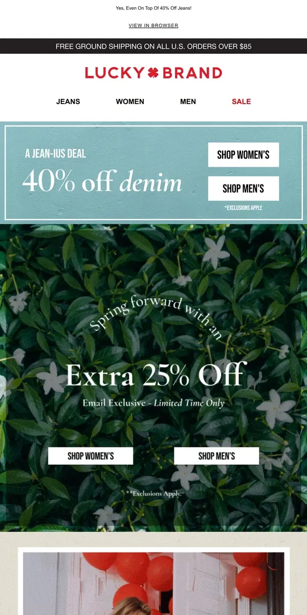 Email from Lucky Brand. Extra 25% Off THIS WEEKEND ONLY! 📣