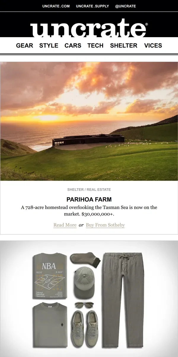 Email from Uncrate. Parihoa Farm & more