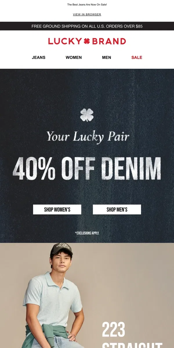 Email from Lucky Brand. 40% OFF DENIM Is Selling Fast